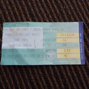 Bon Jovi March 8 1987 Mecca Wisconsin Used Concert Ticket Stub