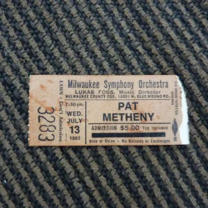 Pat Metheny July 13 1983 Milwaukee Zoo Used Concert Ticket Stub