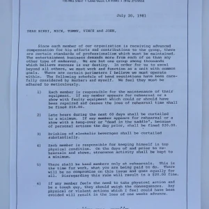 Motley Crue Vintage TFFL Personal Memo's From Management Contract Copy #1