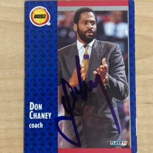 DON CHANEY HOUSTON ROCKETS SIGNED AUTOGRAPHED 91-92 FLEER CARD #73 W/COA