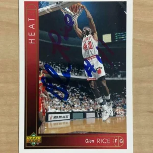 GLEN RICE MIAMI HEAT SIGNED AUTOGRAPHED 93-94 UPPER DECK CARD #154 W/COA