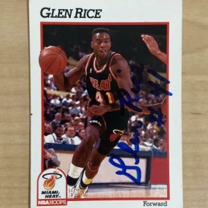 GLEN RICE MIAMI HEAT SIGNED AUTOGRAPHED 91-92 NBA HOOPS CARD #113 W/COA