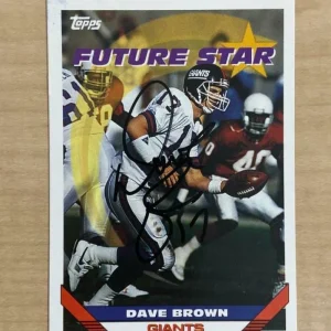 DAVE BROWN NEW YORK GIANTS SIGNED AUTOGRAPHED 1993 TOPPS CARD #128 W/COA