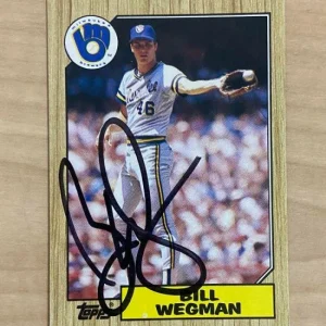 BILL WEGMAN MILWAUKEE BREWERS SIGNED AUTOGRAPHED 1987 TOPPS CARD #179 W/COA