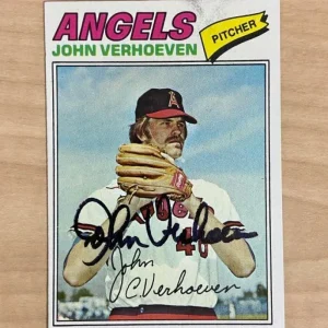 JOHN VERHOEVEN CALIFORNIA ANGELS SIGNED AUTOGRAPHED 1977 TOPPS CARD #91 W/COA