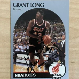 GRANT LONG MIAMI HEAT SIGNED AUTOGRAPHED 90-91 NBA HOOPS CARD #167 W/COA