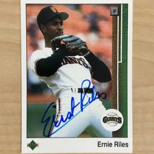ERNIE RILES SAN FRANCISCO GIANTS SIGNED 1989 UPPER DECK CARD #497 W/COA