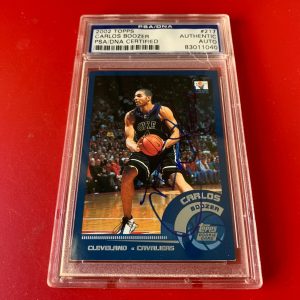 Carlos Boozer DUKE 2002 Topps Rookie Card Signed Auto Beckett BAS