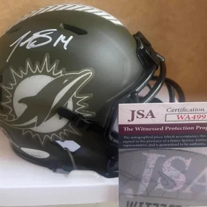 TRENT SHERFIELD DOLPHINS SALUTE TO SERVICE SIGNED MINI HELMET JSA WA499737