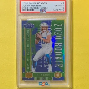 2020 PANINI HONORS JUSTIN HERBERT 2004 ROOKIES GREEN /25 PSA GEM MINT 10 #3
