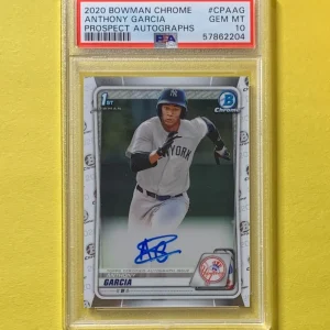 2020 BOWMAN CHROME ANTHONY GARCIA PROSPECT AUTO #CPAAG PSA GEM MT 10 YANKEES