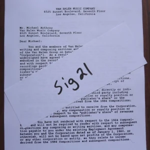 Van Halen Michael Anthony 1984 NO Royalties Release 2 Page Contract COPY #23
