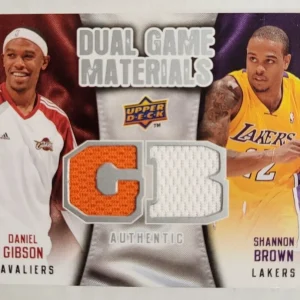 2009-10 UPPER DECK DG-DS DUAL GAME MATERIALS DANIEL GIBSON SHANNON BROWN CARD