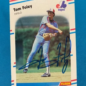 1988 FLEER TOM FOLEY MONTREAL EXPOS AUTOGRAPHED AUTO SIGNED CARD #183 W/COA