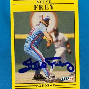 1991 FLEER STEVE FREY MONTREAL EXPOS AUTOGRAPHED SIGNED CARD #231 W/COA