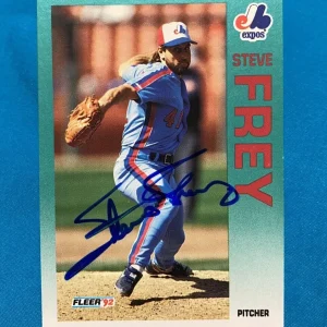 1992 FLEER STEVE FREY MONTREAL EXPOS AUTOGRAPHED SIGNED CARD #479 W/COA