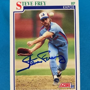 1991 SCORE STEVE FREY MONTREAL EXPOS AUTOGRAPHED SIGNED CARD #436 W/COA