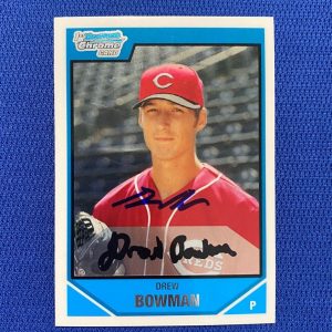 2007 BOWMAN CHROME DRAFT DREW BOWMAN REDS SIGNED AUTO AUTOGRAPH CARD #BDPP38 COA