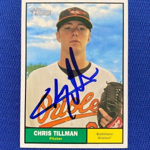 2010 TOPPS HERITAGE CHRIS TILLMAN BALTIMORE ORIOLES SIGNED AUTO CARD #26 W/COA