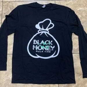 Black Money Mula Time Urban Long Sleeve T-Shirt Mens Multiple Sizes