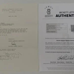Dennis Hopper Signed Autographed 8.5x11 Contract Letter Page BAS Certified #3