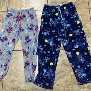 2 Disney Women’s Blue Gray Stitch Printed Sleepwear Pajama Pants Sz S 4-6