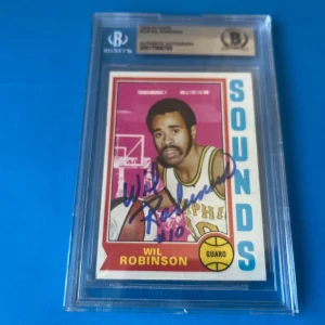 Wil Robinson Sounds 1974-75 Topps NBA Card Signed Auto BAS Slabbed