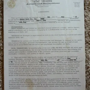 OTIS REDDING & OTIS CLAY SIGNED 1967 CONTRACT AUTOGRAPH REAL COA GUARANTEED