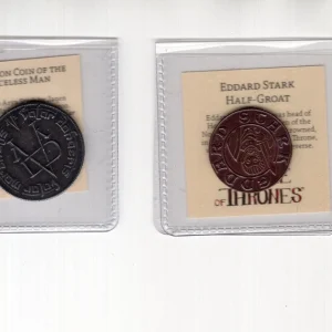 GAME OF THRONES LOT OF 2 COINS          EDDARD STARK HALF GROAT+THE FACELESS MAN