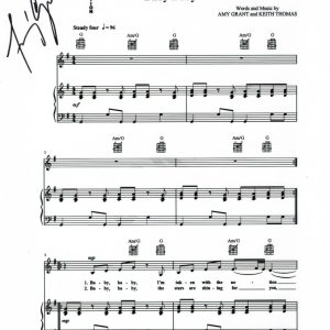 Amy Grant REAL hand SIGNED Baby Baby Sheet Music COA Autographed Christian