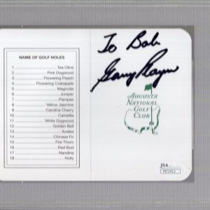 GARY PLAYER HAND SIGNED MASTERS SCORE CARD SIGNED TO BOB PSA SLABBED