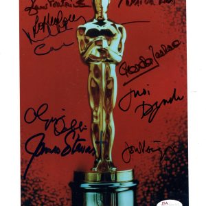 OSCAR STATUE SIGNED 8x10 PHOTO 9 SIGNED JIMMY STEWART+LOREN+DENCH JSA LOA