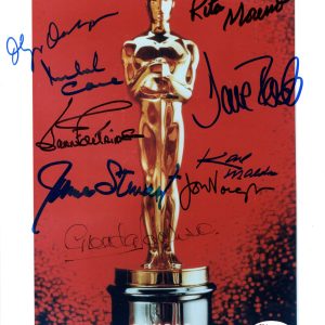 OSCAR STATUE SIGNED 8x10 PHOTO 9 SIGNED JIMMY STEWART+FONDA+MORENO JSA LOA