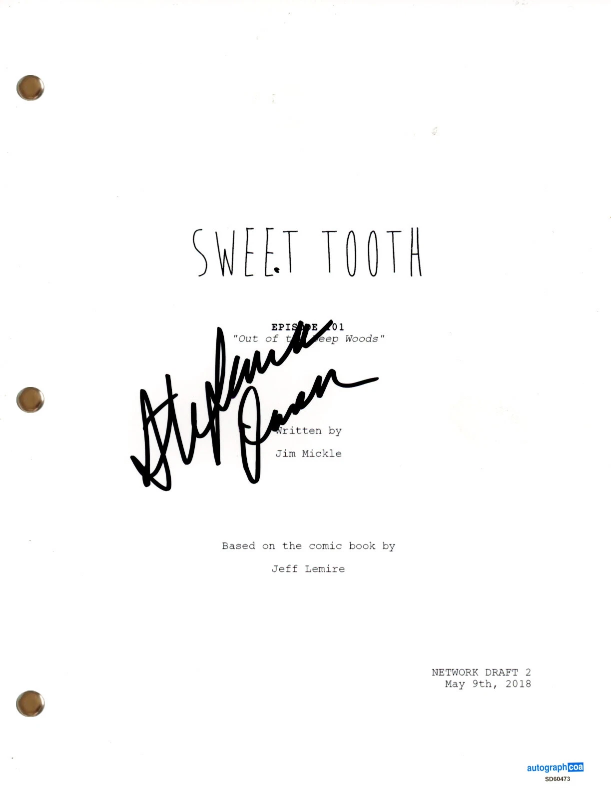Stefania LaVie Owen “Sweet Tooth” Signed Autograph Full TV Pilot Script ...