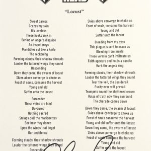 Phil Demmel Signed Autographed Machine Head “Locust” Lyric Sheet JSA COA