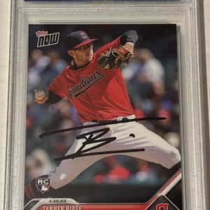 Tanner Bibee 2023 Topps Now Signed Rookie Card 1st RC PSA/DNA Slab Guardians
