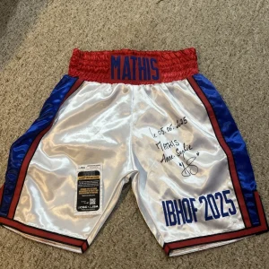 ANNE SOPHIE MATHIS SIGNED AUTOGRAPH BOXING TRUNKS JSA COA HOF BOXER CHAMPION