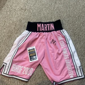 CHRISTY MARTIN SIGNED AUTOGRAPH BOXING TRUNKS JSA COA HOF BOXER CHAMPION