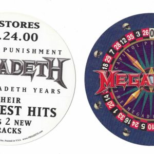 Megadeth set of 2 4.5" Capitol Punishment Greatest Hits Promo stickers 2000