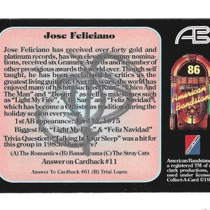 Jose Feliciano SIGNED 1993 American Bandstand Collect-A-Card COA Autographed