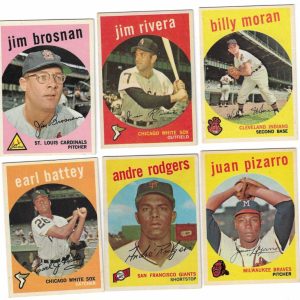 1959 Topps Baseball Lot (6) # 114 188 194 196 213 216 Battey Rivera EX/EX+