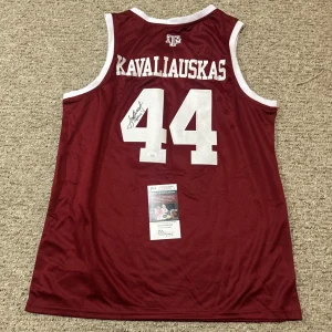 TEXAS A&M AGGIES- ANTANAS KAVALIAUSKAS SIGNED AUTOGRAPH JERSEY JSA COA BBALL