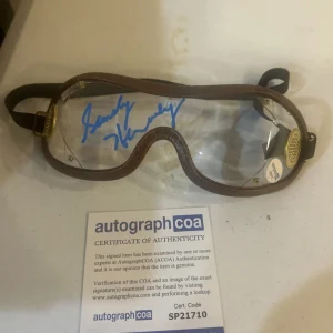 SANDY HAWLEY SIGNED AUTOGRAPH JOCKEY GOGGLES ACOA HORSE RACING