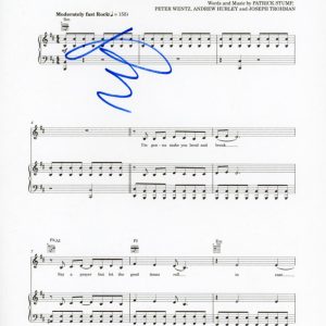 Pete Wentz Fall Out Boy Signed Autograph Thnks fr th Mmrs Sheet Music ACOA COA