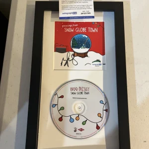 BRAD PAISLEY SIGNED AUTOGRAPH FRAMED CD DISPLAY ACOA SNOW GLOBE TOWN CHRISTMAS