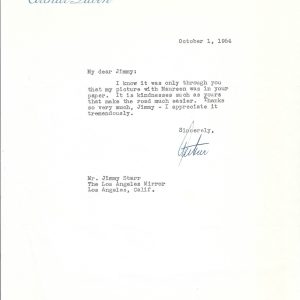 Arthur Lubin SIGNED Letter COA Autographed Abbott Costello Mr. Ed Phantom Opera