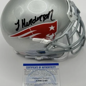 Treveyon Henderson Signed Autographed New England Patriots Mini Helmet JSA COA