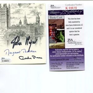 MARGARET THATCHER+GORDON BROWN+JOHN MAJOR SIGNED BOOKPLATE PRIME MINISTERS JSA