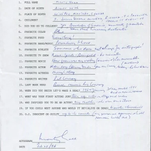 MONTY HALL HAND SIGNED+FILLED OUT 20 QUESTIONS+COA HOST OF LET'S MAKE A DEAL