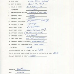MARK O'HARE HAND SIGNED+FILLED OUT 20 QUESTIONS+COA CITIZEN DOG CARTOONIST
